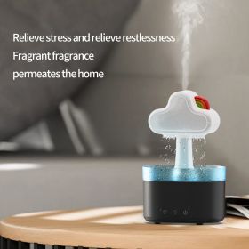 Rainbow After Rain Humidifier Snuggling 500ML Cloud Humidifier Air Home Fogger Mist Ultrasonic Air Humidifier Mushroom Rain Cloud Humidifier With Led (Option: Black-EU)