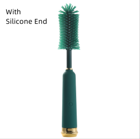 Electric Baby Bottle Brush Cleaning Tool Combination Suit Straw Silicone Pacifier (Option: Green-With Silicone End)
