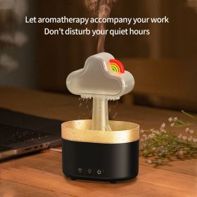 Rainbow After Rain Humidifier Snuggling 500ML Cloud Humidifier Air Home Fogger Mist Ultrasonic Air Humidifier Mushroom Rain Cloud Humidifier With Led (Option: Black-US)