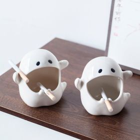 Ghost Ceramic Ashtray Living Room Computer Desk Office Decoration (Option: A Pair)