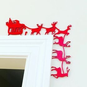 Fashion Christmas Door Frame Decoration (Option: Five Deer Carriage)