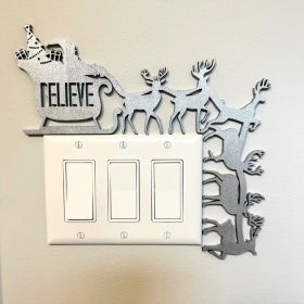 Fashion Christmas Door Frame Decoration (Option: Five Deer Carriage Silver)