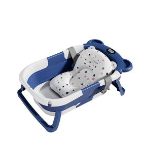 Household Newborn Baby Bathtub Temperature Sensing (Option: Blue And White Bath Mat)