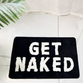 Single Needle Machine Flocking Jacquard Letter Bathroom Mats (Option: Black And White-50x80cm)