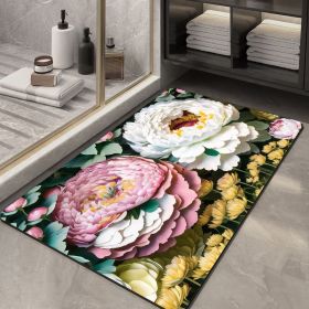 Soft Diatom Ooze Floor Bathroom Absorbent Bathroom Step Mat Quick-drying Non-slip Toilet Door Mat (Option: Three Dimensional Flower 02-50X80cm35mm)