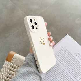 Angel Eye Love Phone Case Bronzing Solid Color Drop-resistant Protective Cover (Option: ivory-IPhone15pro)