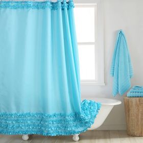 Environmentally Friendly Polyester Fabric Thickened Waterproof Shower Curtain (Option: Blue-160CM Wide X183CM High)