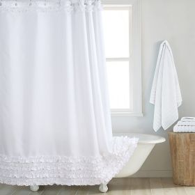 Environmentally Friendly Polyester Fabric Thickened Waterproof Shower Curtain (Option: White-160CM Wide X183CM High)