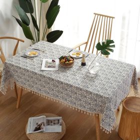 Retro Blue And White Porcelain Chinese Square Dining Table Tablecloth (Option: As Shown In The Figure-140X140CM350g)