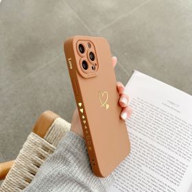 Angel Eye Love Phone Case Bronzing Solid Color Drop-resistant Protective Cover (Option: coffee-iPhone15promax)