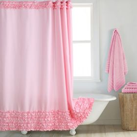 Environmentally Friendly Polyester Fabric Thickened Waterproof Shower Curtain (Option: Pink-183CM Wide X183CM High)